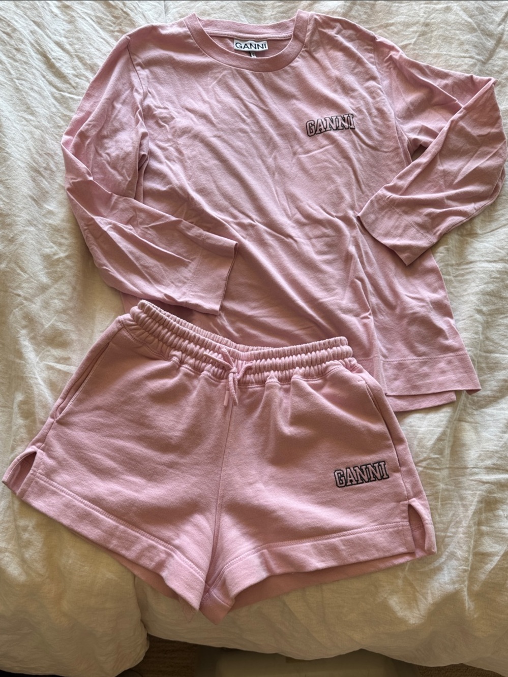 Ganni Soft Pink Athletic Drawstring Shorts